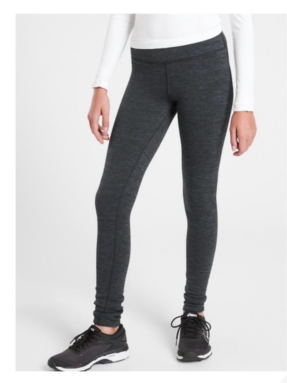 Athleta Girl Polartec Tight Fleece Lined Heathered Dark Gray/Black